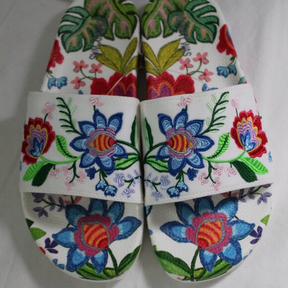 NWT Johnny Was Biya JWLA Embroidered Rumba Slide Slide Pool Sandals Slip Ons 10 - Picture 3 of 7